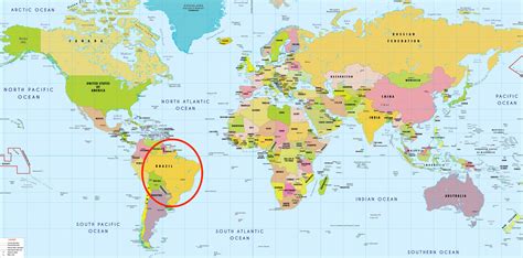 brazil on a world map.